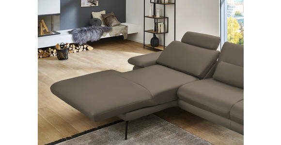 ECKSOFA in Echtleder Greige 180/310 cm - Greige/Schwarz, Design, Leder/Metall (180/310cm) - Dieter Knoll