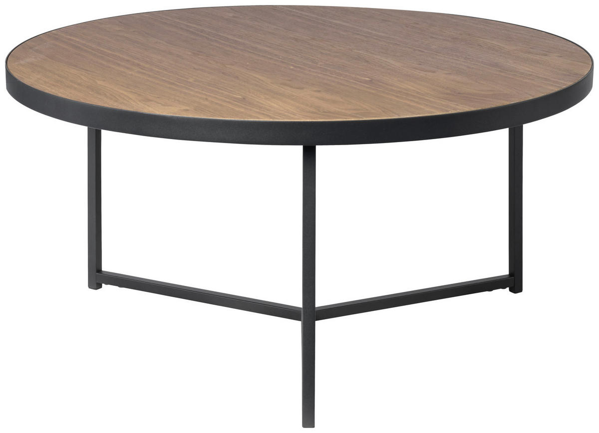 COUCHTISCH Walnuss furniert rund Schwarz, Walnussfarben  - Walnussfarben/Schwarz, Design, Holz/Holzwerkstoff (80/40/80cm) - MID.YOU