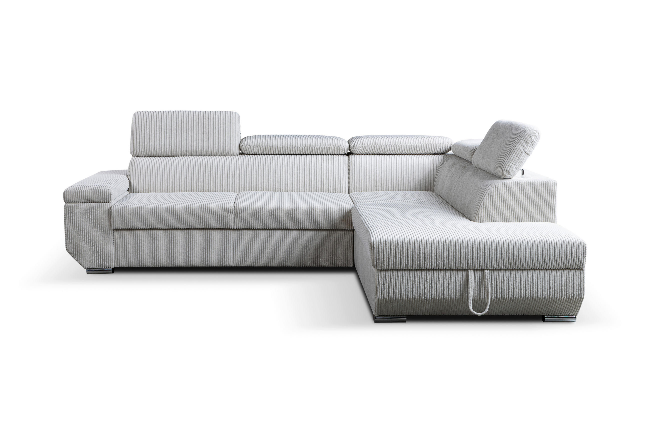 ECKSOFA LARS I Creme Cord  - Chromfarben/Creme, Design, Kunststoff/Textil (215/264cm) - Livetastic