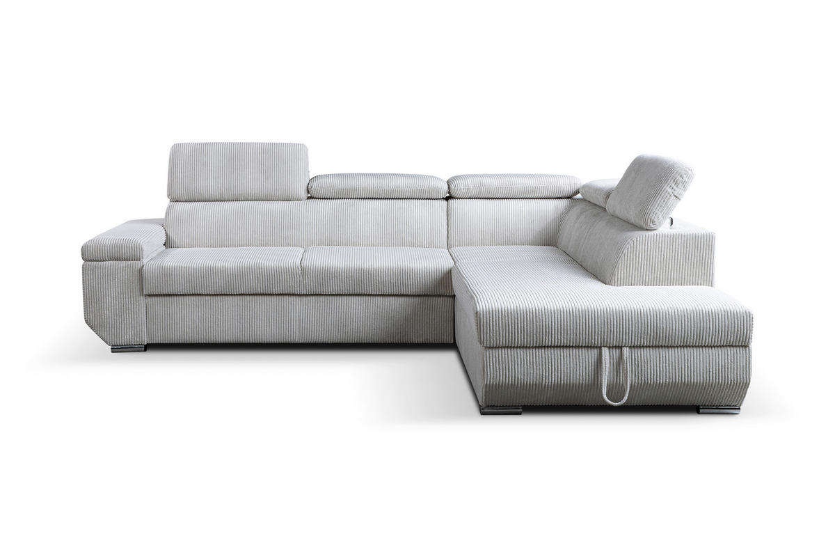 ECKSOFA LARS I Creme Cord  - Chromfarben/Creme, Design, Kunststoff/Textil (215/264cm) - Livetastic