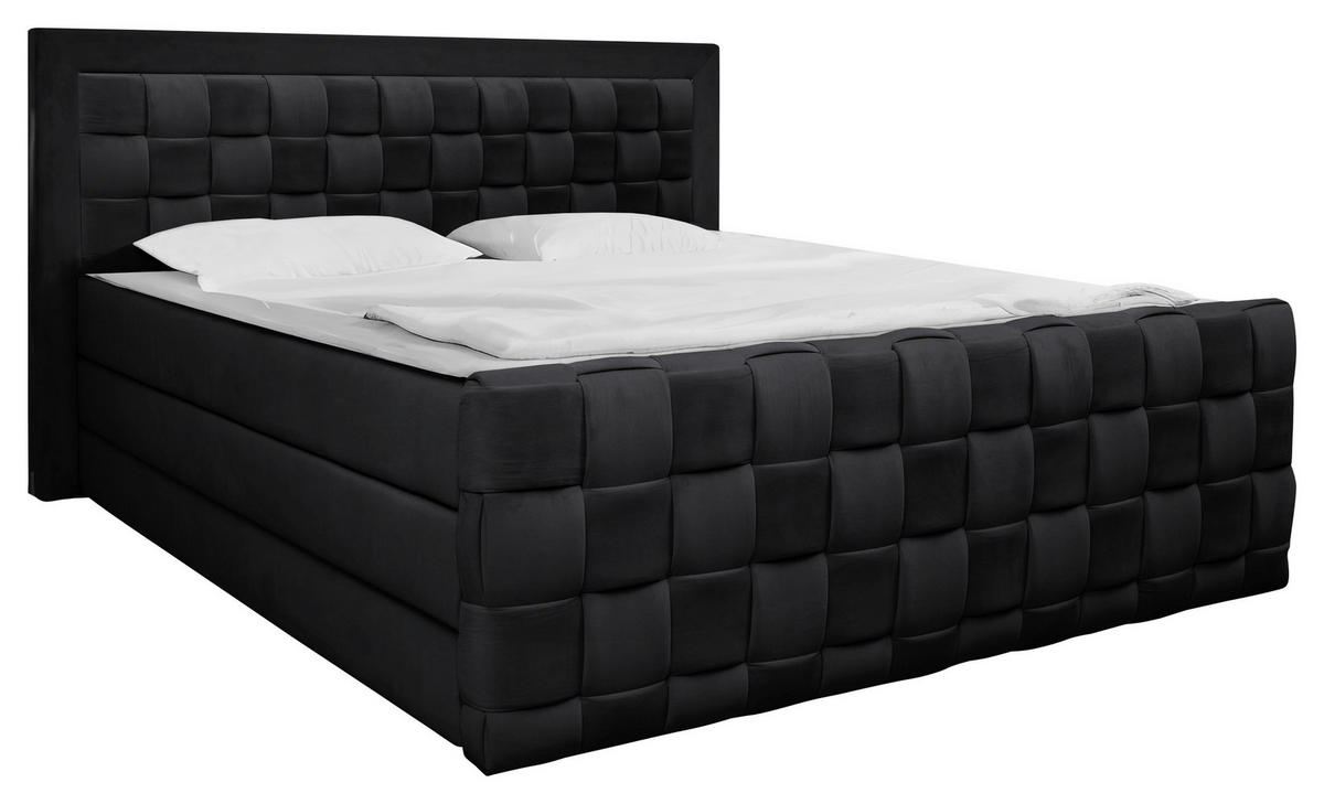 BOXSPRINGBETT 140/200 cm  in Schwarz  - Schwarz, MODERN, Textil (140/200cm) - Livetastic
