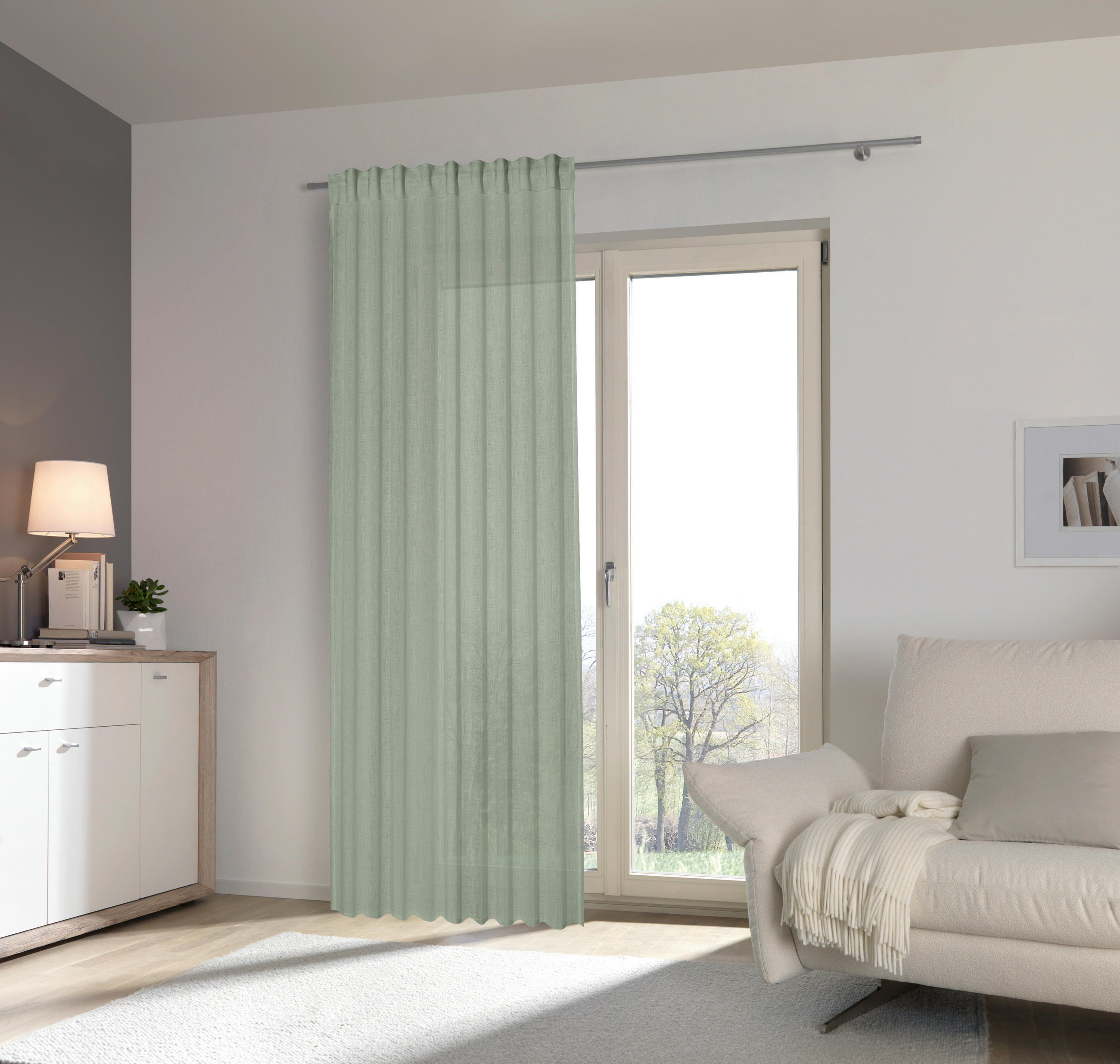 FERTIGVORHANG transparent  - Hellgrün, Basics, Textil (140/245cm) - Boxxx