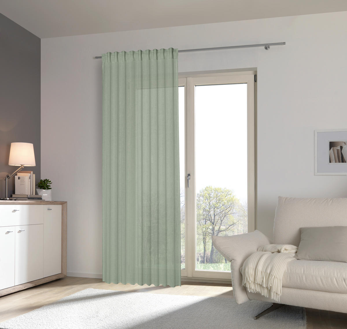 FERTIGVORHANG transparent  - Hellgrün, Basics, Textil (140/245cm) - Boxxx