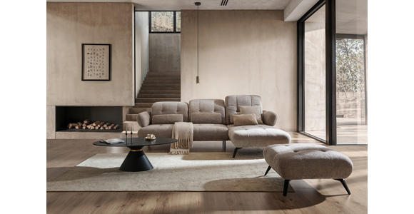 ECKSOFA inkl. Funktionen Taupe Chenille - Taupe/Schwarz, Design, Textil/Metall (282/189cm) - Novel