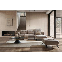 ECKSOFA in Chenille Taupe  282/189 cm  - Taupe/Schwarz, Design, Textil/Metall (282/189cm) - Novel