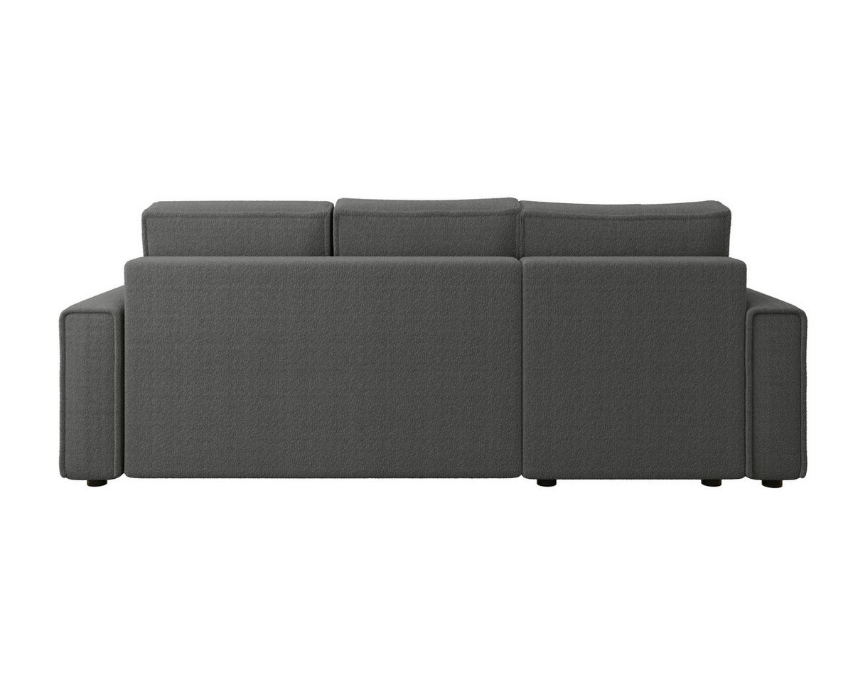 ECKSOFA Dunkelgrau Bouclé Zierkissen, Rückenkissen, Bettkasten, Schlaffunktion, Rücken echt, Liegefläche im Originalstoff  - Dunkelgrau/Schwarz, MODERN, Kunststoff/Textil (143/232cm) - Carryhome