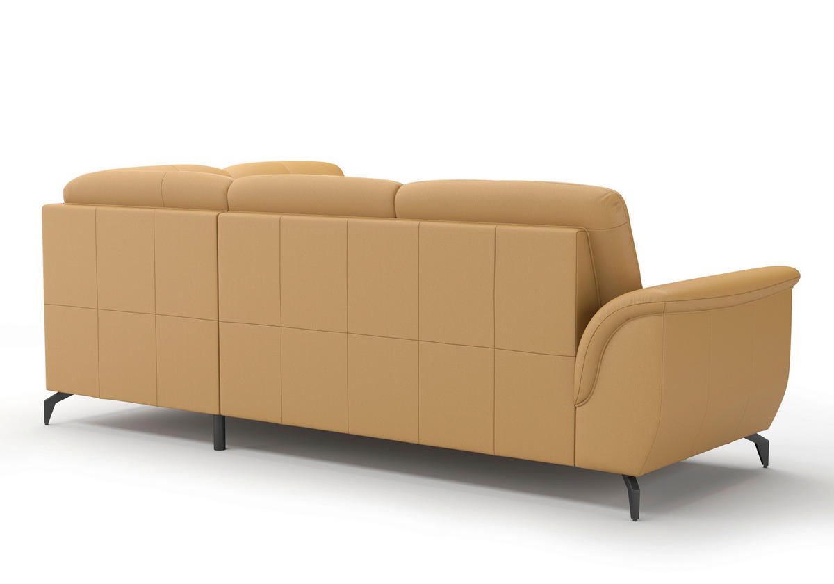 ECKSOFA in Echtleder Currygelb  244/212 cm  - Currygelb/Schwarz, MODERN, Leder/Metall (244/212cm) - Sit & More