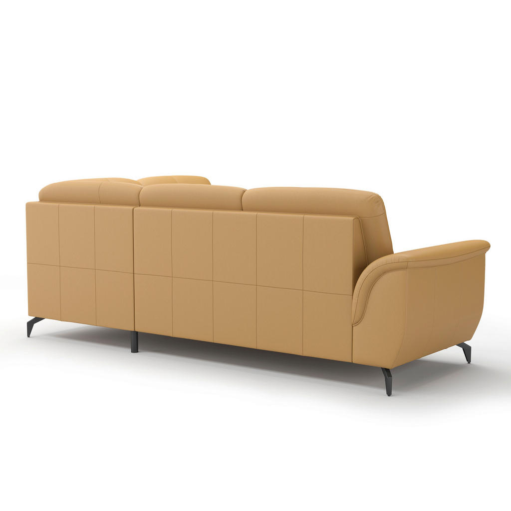 Thumbnail - Sit & More Ecksofa Zora E, Currygelb, Leder, Echtleder, Nappaleder, 5,5-Sitzer, Ottomane rechts, L-Form, 244x212 cm, Gol...