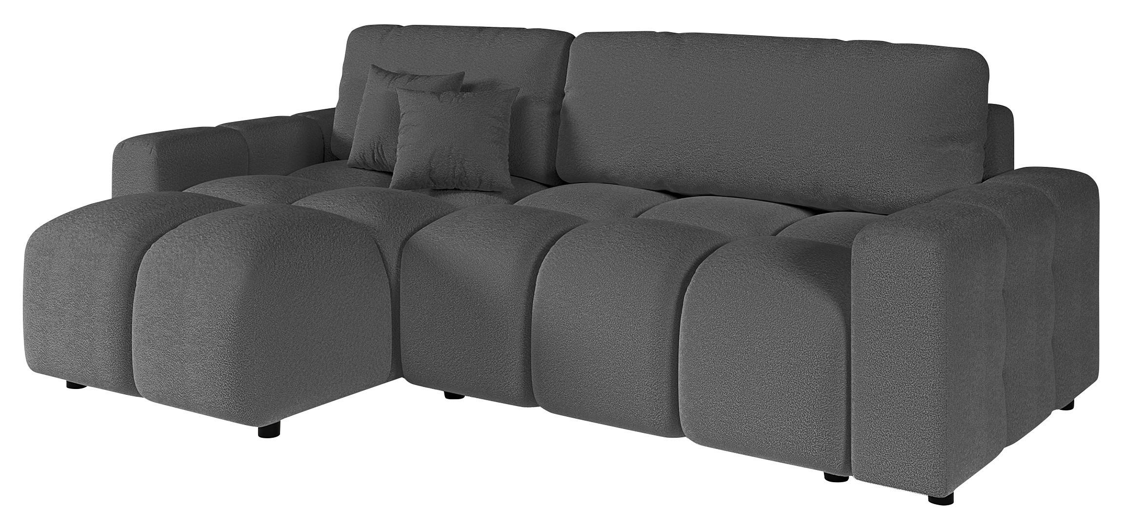 ECKSOFA Luki Grau Bouclé  - Schwarz/Grau, Design, Kunststoff/Textil (233/142cm) - Livetastic