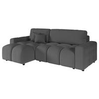 ECKSOFA Luki Grau Bouclé  - Schwarz/Grau, Design, Kunststoff/Textil (233/142cm) - Livetastic