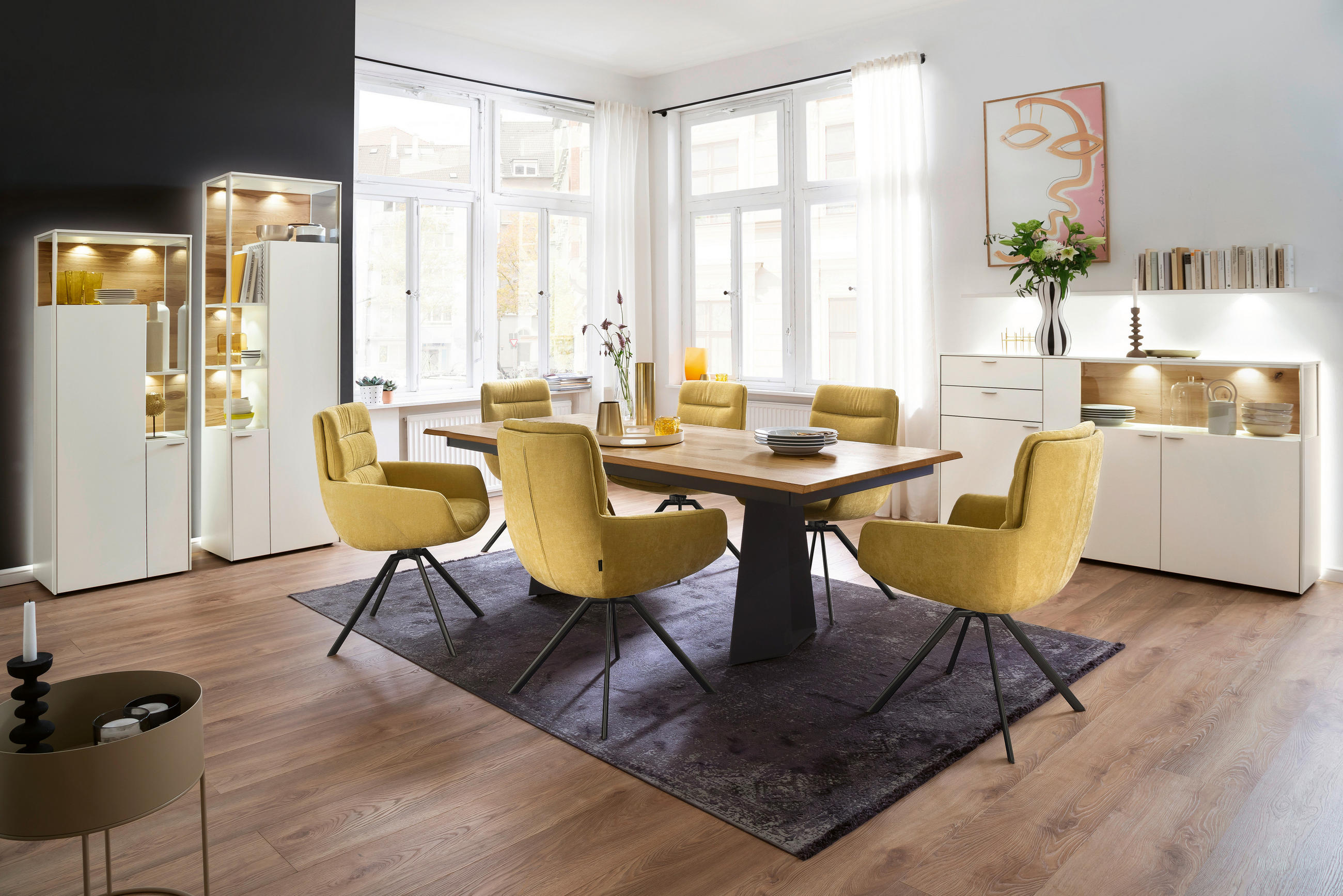 Thumbnail - Venjakob Armlehnstuhl, Anthrazit, Gelb, Metall, Textil, eckig, A-Form, 61x90x64 cm, Goldenes M, Made in Germany, Dgm, DG...