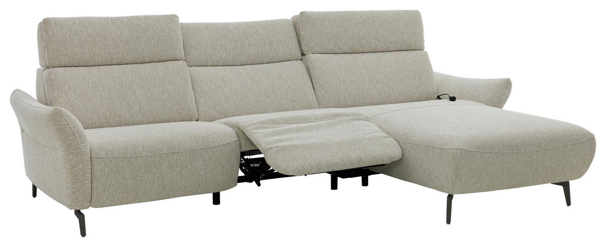 ECKSOFA Musterring Naturfarben Webstoff  - Schwarz/Naturfarben, Design, Textil/Metall (275/177cm) - Musterring