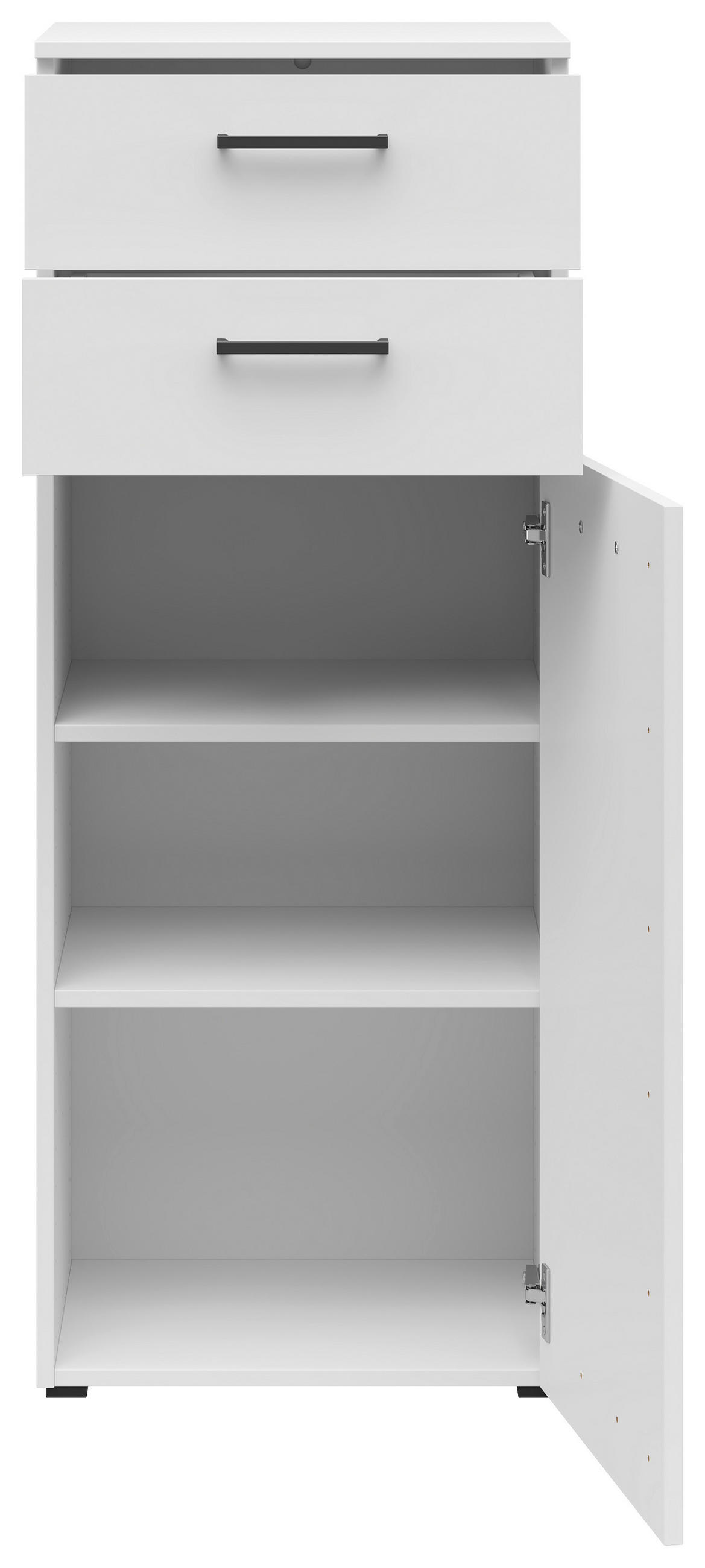 KOMODA, bílá, 45/115/40 cm - bílá/černá, Moderní, kompozitní dřevo/plast (45/115/40cm) - Carryhome