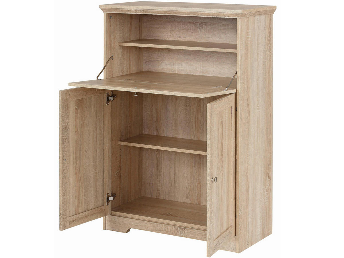 SEKRETÄR  in Eichefarben  - Eichefarben/Silberfarben, Design, Holzwerkstoff/Metall (81/116/39cm) - Livetastic
