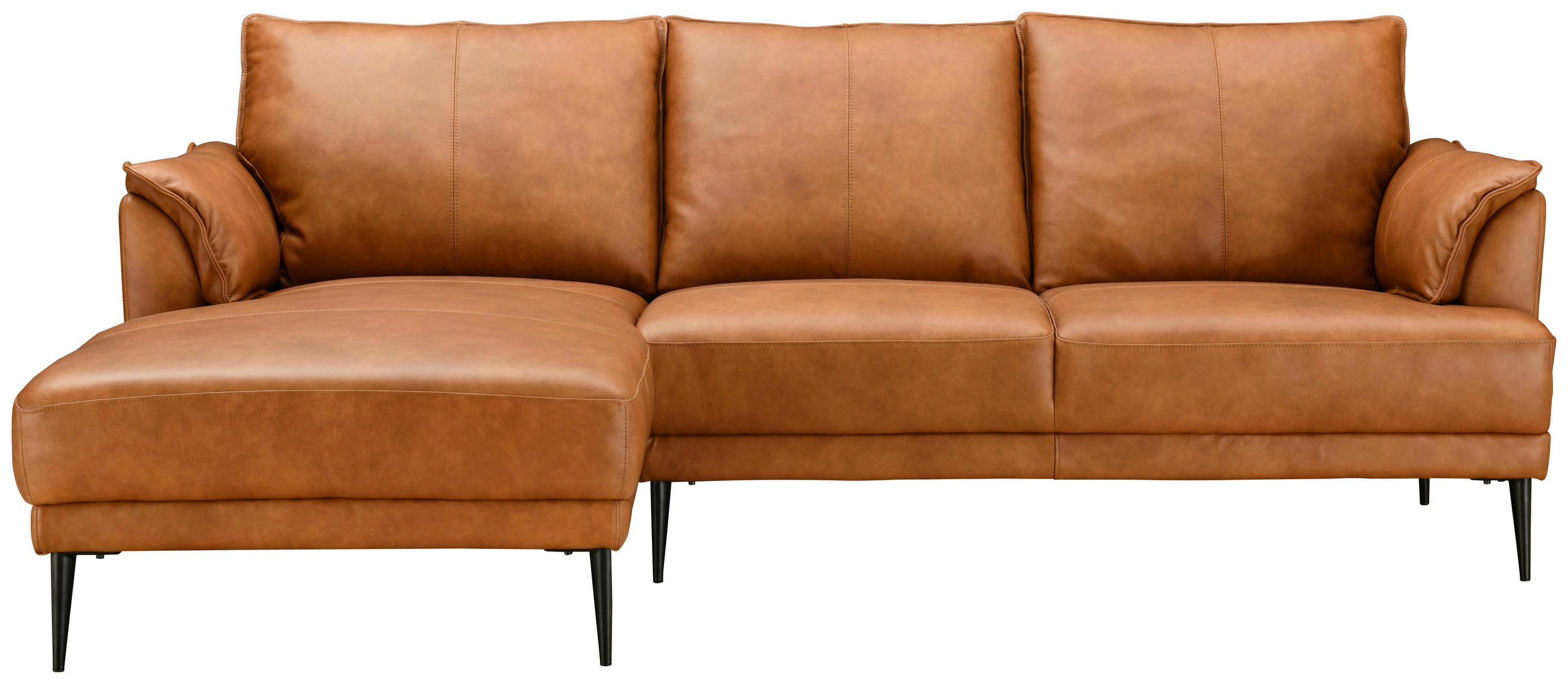 HÖRNSOFFA i äkta läder rostfärgad  - svart/rostfärgad, Design, metall/läder (153/233cm) - Livetastic