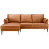 ECKSOFA Rostfarben Echtleder  - Rostfarben/Schwarz, Design, Leder/Metall (153/233cm) - Livetastic