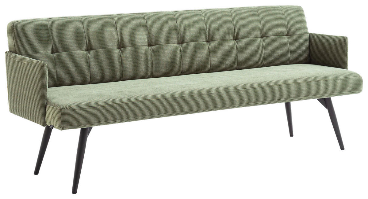 SITZBANK in Textil Olivgrün  - Schwarz/Olivgrün, Design, Textil/Metall (206/85/69cm) - Johann Jakob