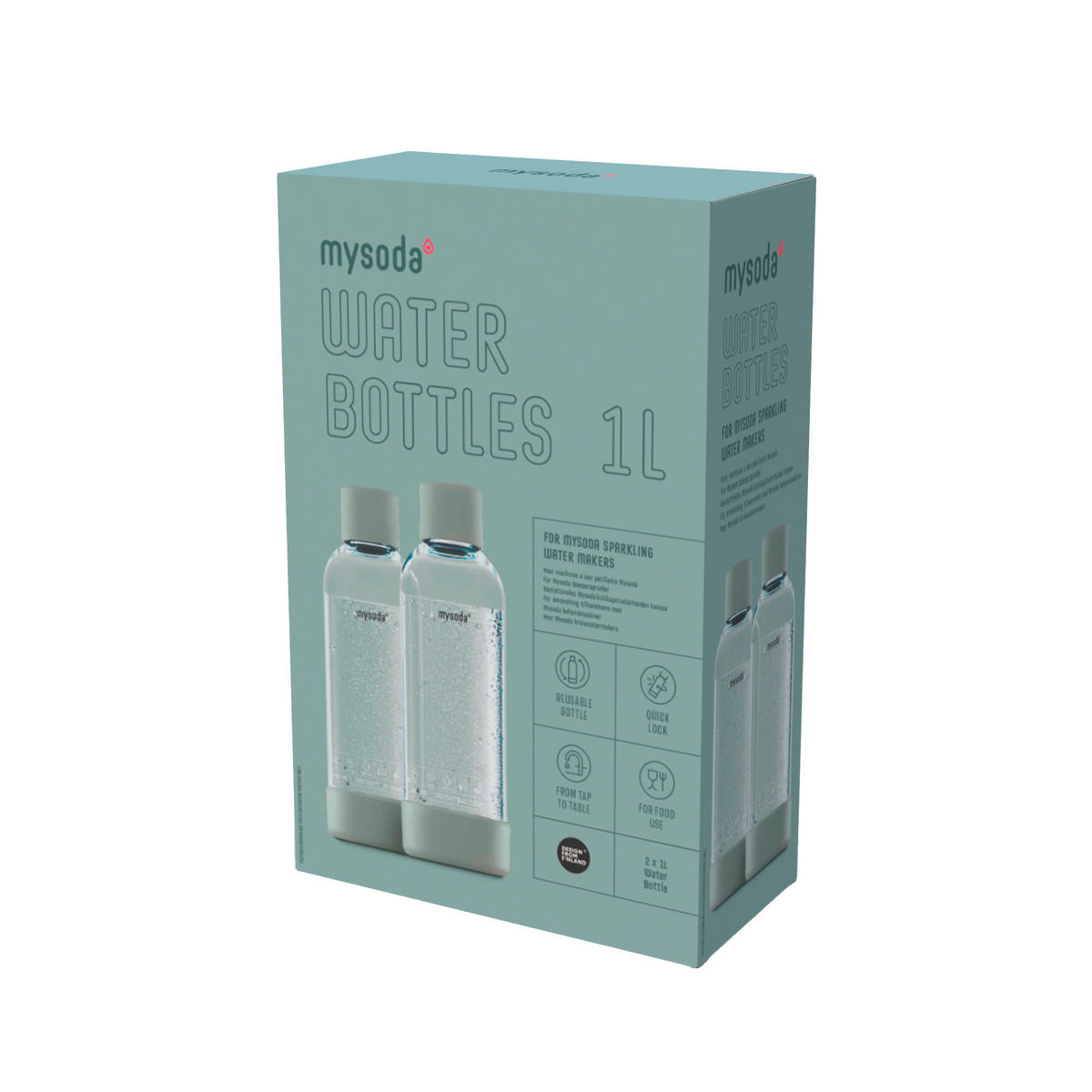 WASSERSPRUDLER-FLASCHE 2er Pack 1,0ltr.  - Salbeigrün, Basics, Naturmaterialien/Kunststoff (8.7/26.7cm) - mysoda