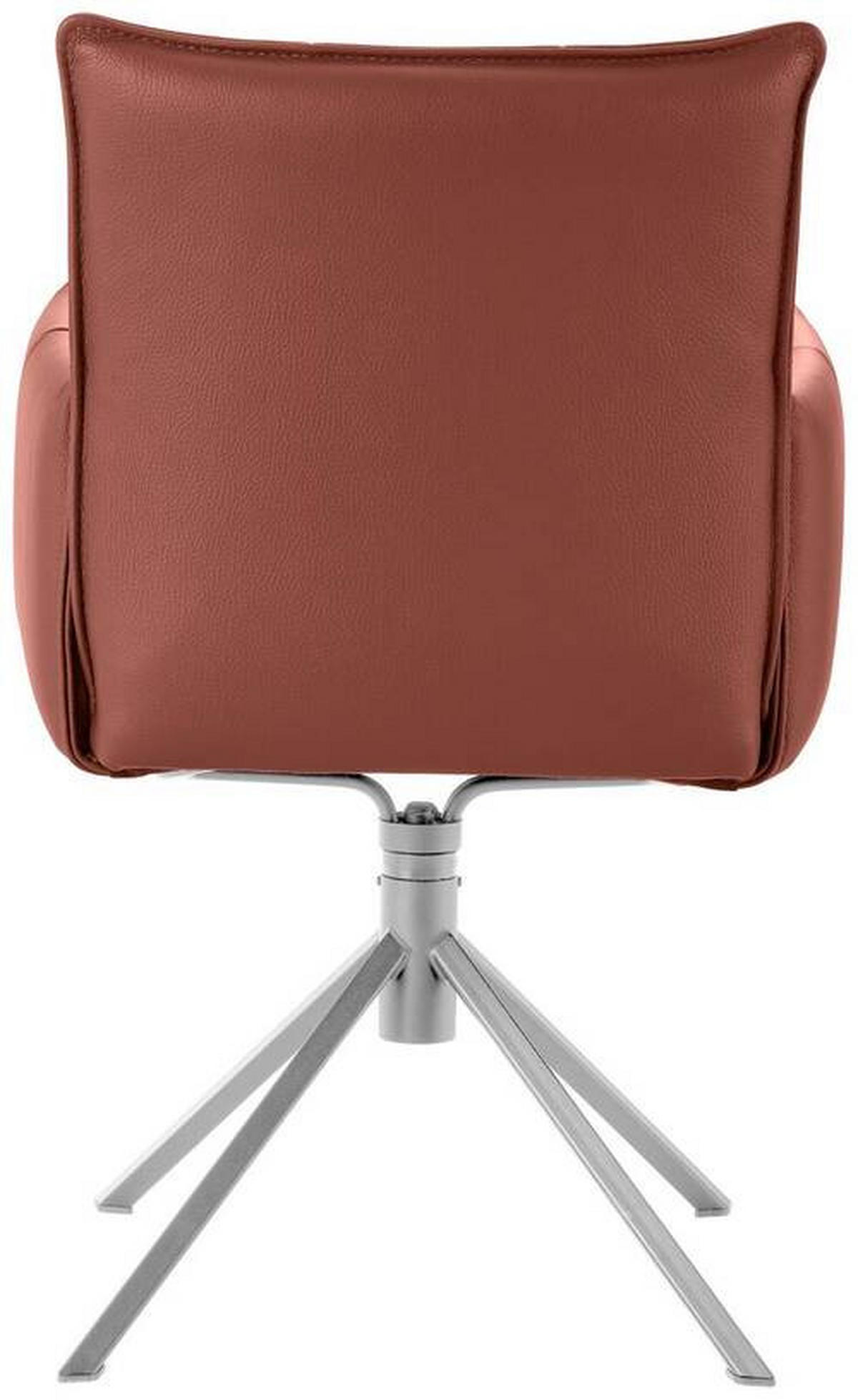 ARMLEHNSTUHL  in Echtleder pigmentiert  - Edelstahlfarben/Terracotta, Design, Leder/Metall (55/85/65cm) - Valnatura