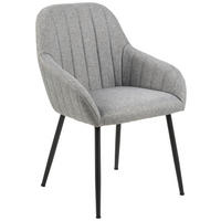 ARMLEHNSTUHL  in Webstoff  - Hellgrau/Schwarz, Trend, Textil/Metall (58/85/61cm) - Ambia Home