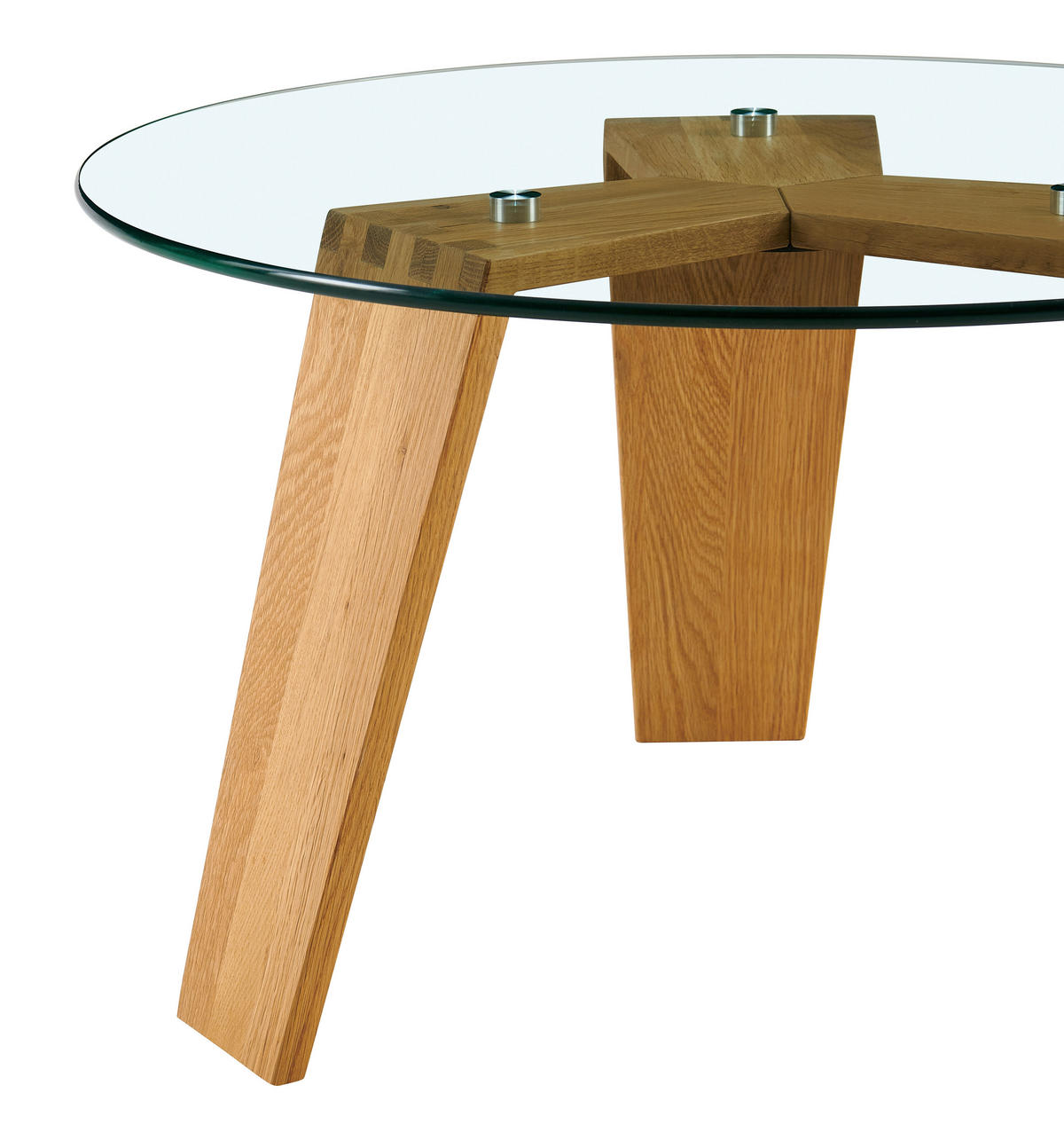 COUCHTISCH Eiche massiv ESG rund Klar, Naturfarben  - Klar/Naturfarben, Design, Glas/Holz (70/39.5/70cm) - Livetastic