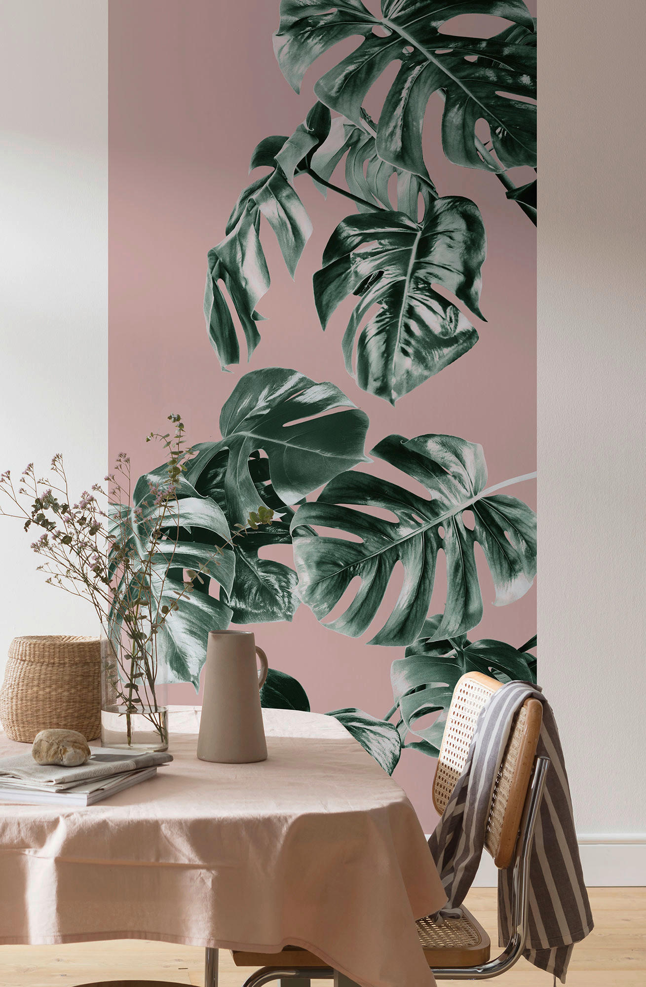 VLIESTAPETE - Rosa/Grün, Basics (100/250cm) - Xora