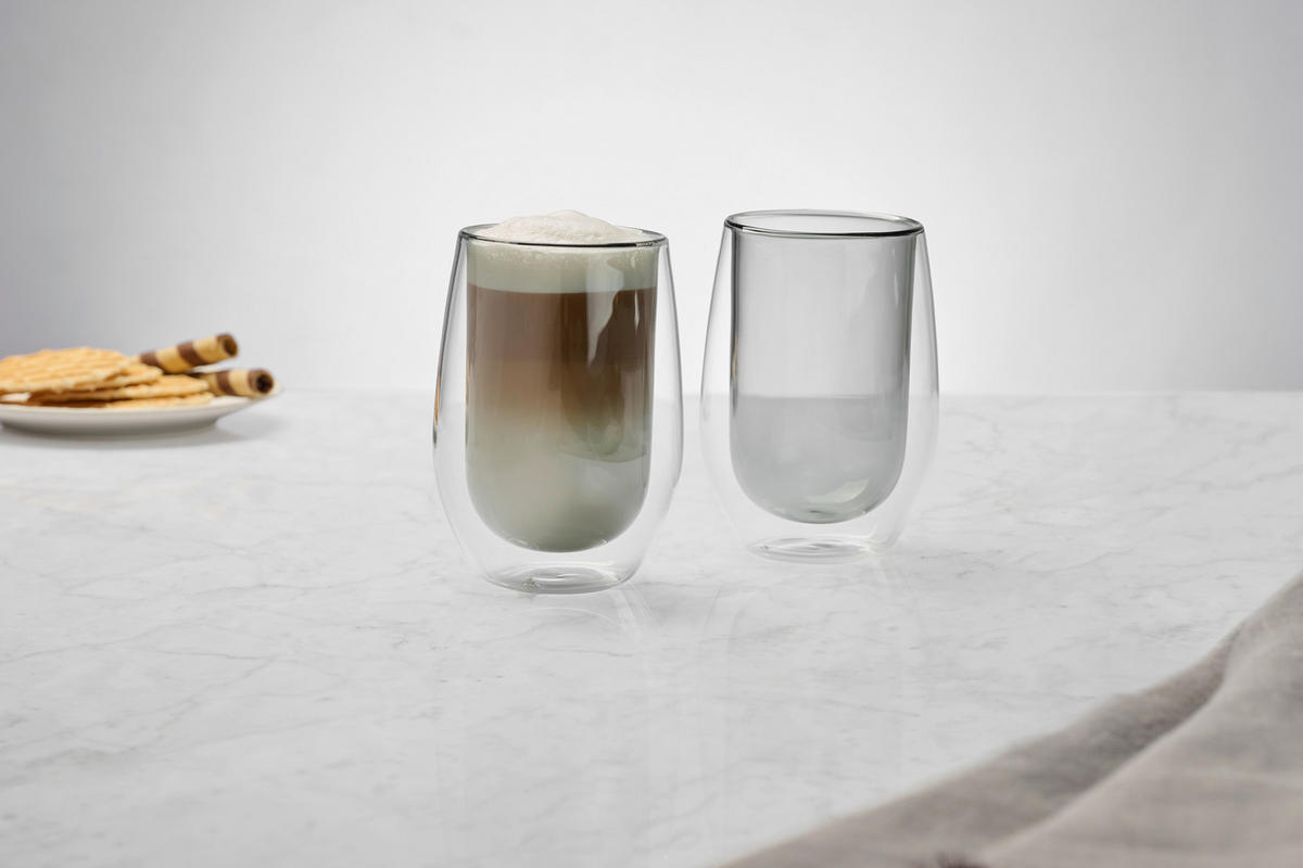 KAFFEEGLAS - Grau, KONVENTIONELL, Glas (7,5/12,5cm) - Novel