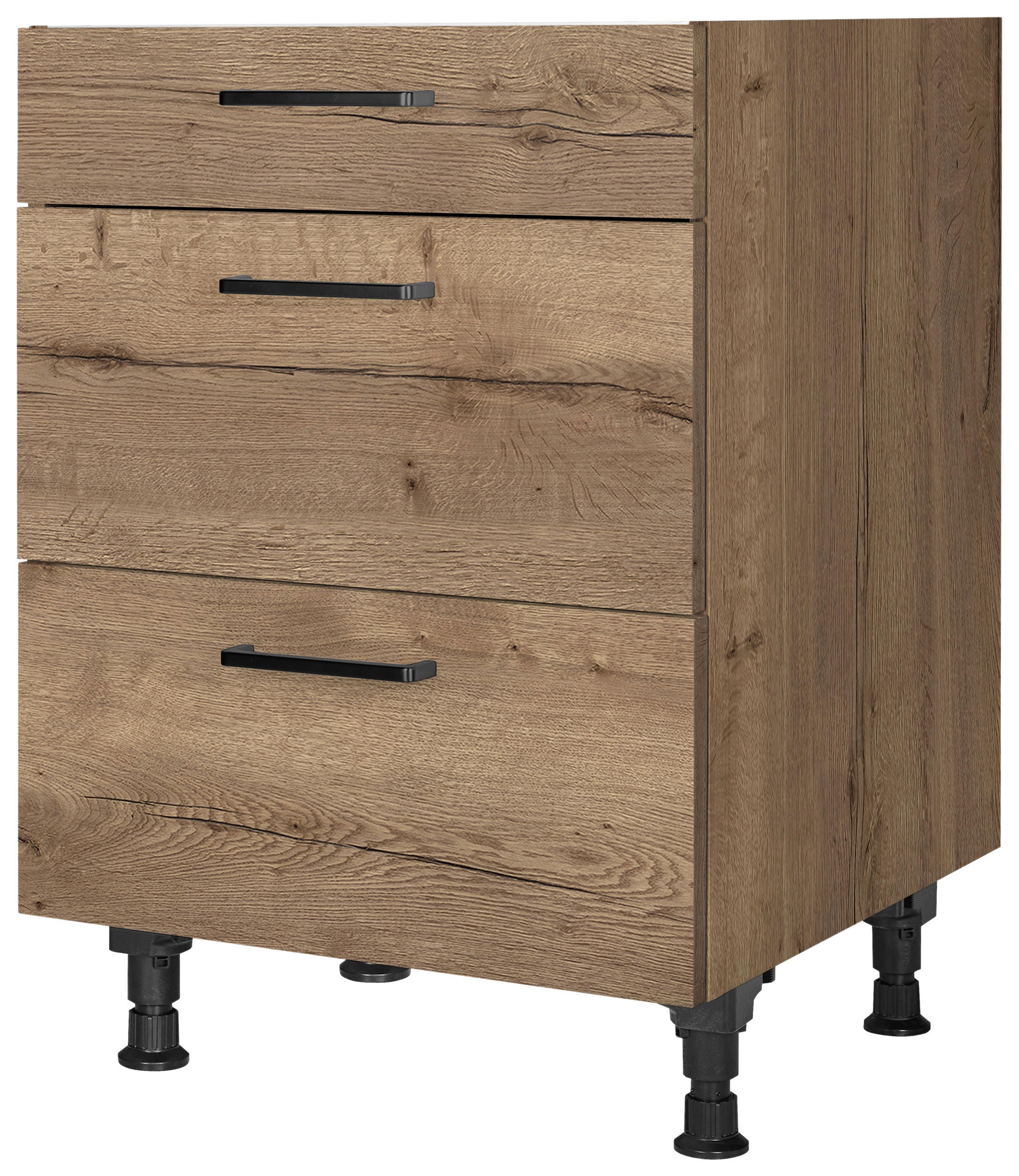 KOCHFELDUMBAUSCHRANK 60/87/56 cm  in Eiche dunkel  - Eiche dunkel/Schwarz, MODERN, Holzwerkstoff/Metall (60/87/56cm) - Nobilia