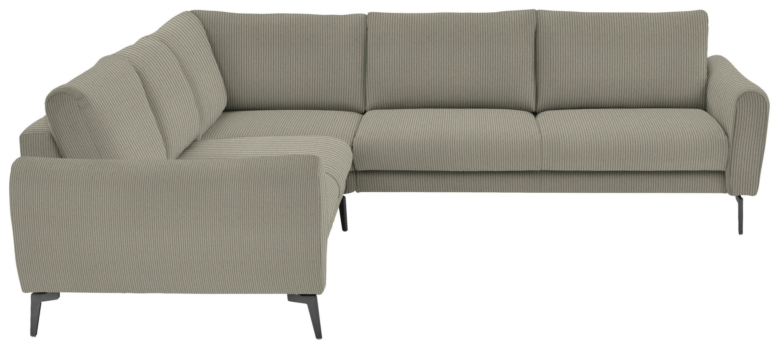ECKSOFA in Velours, Feincord Taupe  - Taupe/Schwarz, Design, Textil/Metall (254/280cm) - Beldomo Style