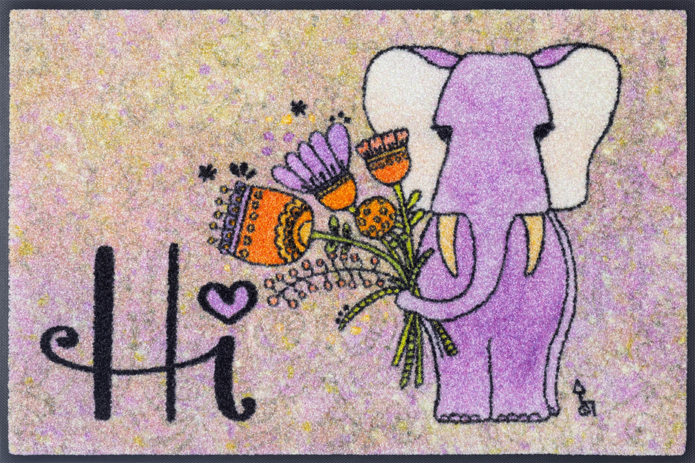 FUßMATTE 50/75 cm Lucky Elephant  - Beige, Trend, Kunststoff/Textil (50/75cm) - wash+dry