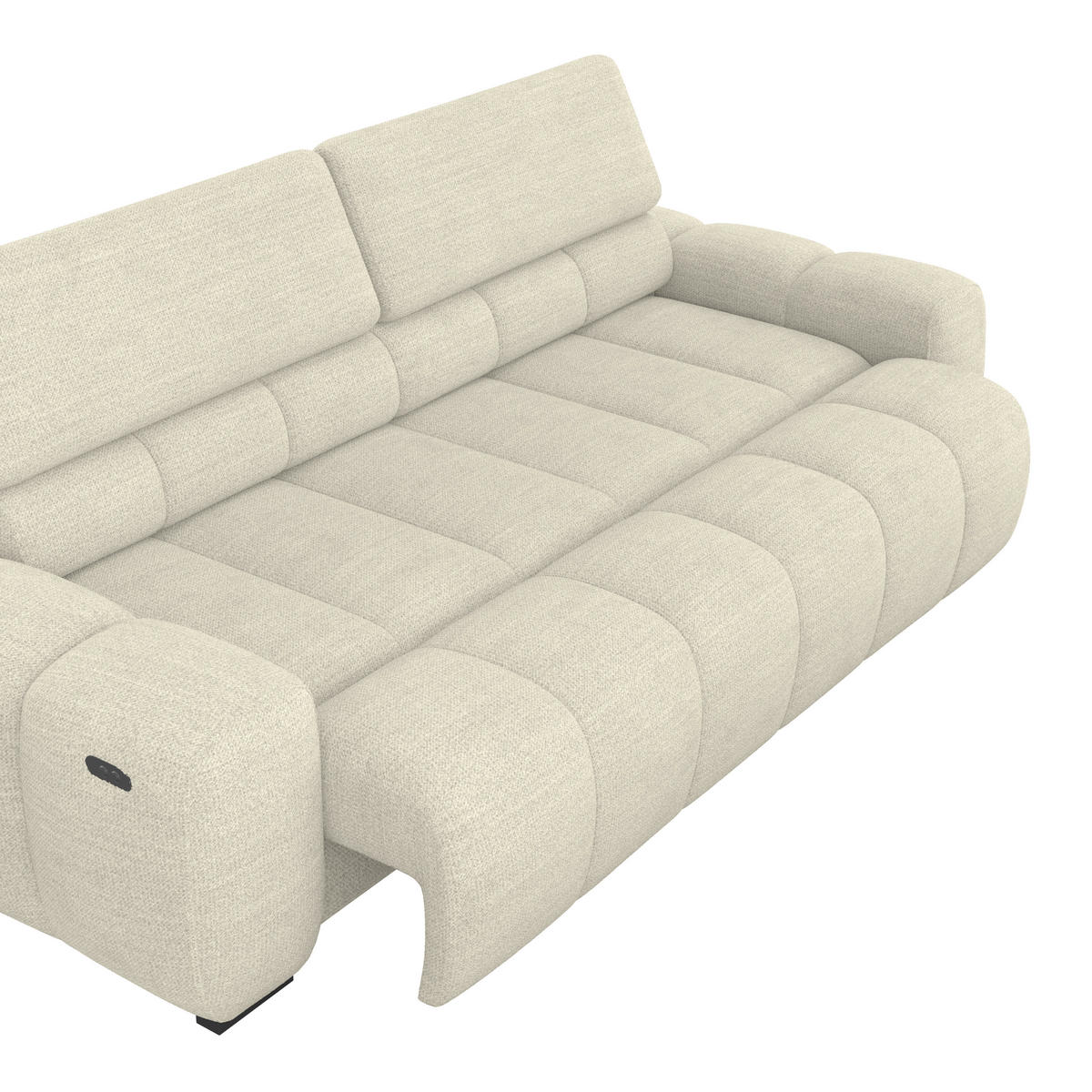 BIGSOFA inkl. mot. Funktion Webstoff Creme  - Creme/Schwarz, Design, Kunststoff/Textil (248/77-97/108cm) - Welnova