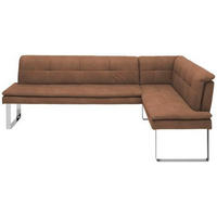 ECKBANK 253/174 cm Mikrofaser Chromfarben, Hellbraun Metall   - Chromfarben/Hellbraun, Design, Textil/Metall (253/174cm) - Novel