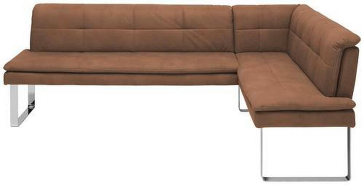 ECKBANK 253/174 cm Mikrofaser Chromfarben, Hellbraun Metall   - Chromfarben/Hellbraun, Design, Textil/Metall (253/174cm) - Novel