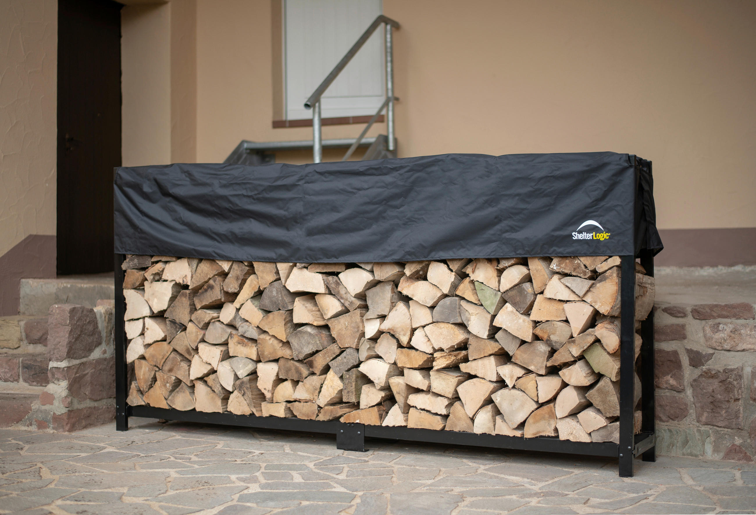 KAMINHOLZREGAL 239/119/36 cm  Metall  - Schwarz, Basics, Metall (239/119/36cm) - Ambia Garden