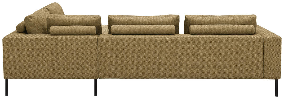 ECKSOFA  in Flachgewebe Messingfarben  308/270 cm  - Messingfarben/Schwarz, Design, Textil/Metall (308/270cm) - Pure Home Lifestyle