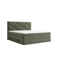 BOXSPRINGBETT 140/200 cm,  in Dunkelgrün, Bettkasten, Matratzen, H2 + H3 = mittel + fest  - Dunkelgrün/Schwarz, KONVENTIONELL, Kunststoff/Textil (140/200cm) - Carryhome