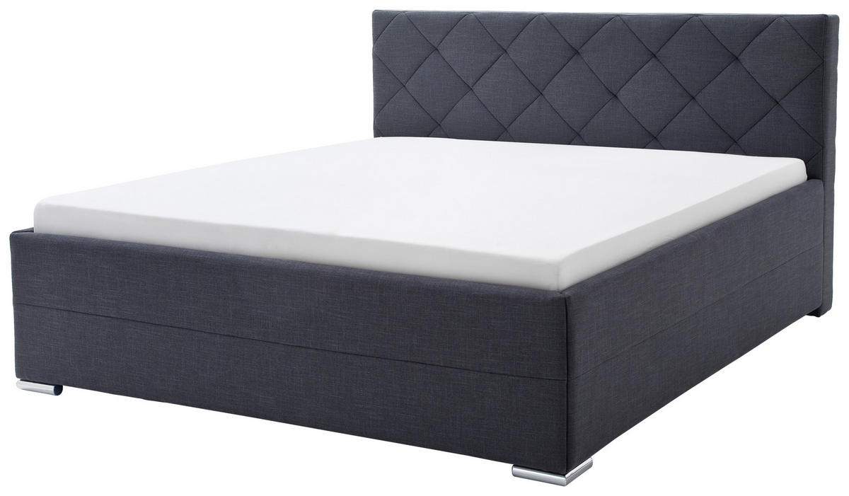 POLSTERBETT CHICAGO 180/200 cm  in Anthrazit  - Chromfarben/Anthrazit, KONVENTIONELL, Textil/Metall (180/200cm) - Livetastic