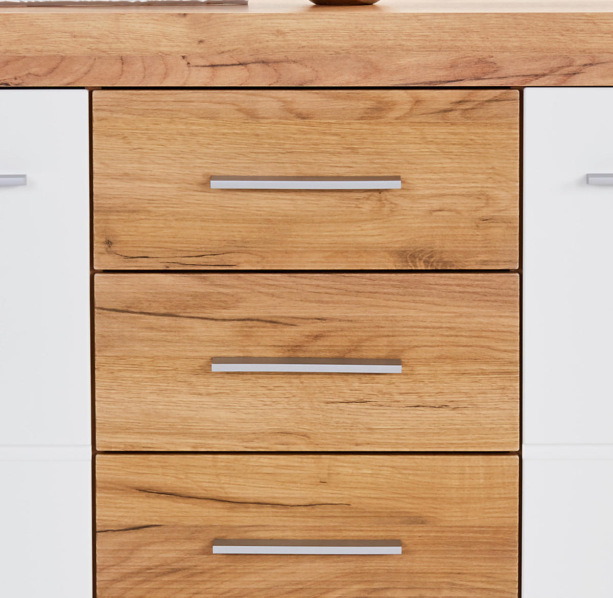 KOMODA   137,5/86/39,9 cm   bijela, boje hrasta  - bijela/boje hrasta, Moderno, drvni materijal/plastika (137,5/86/39,9cm)