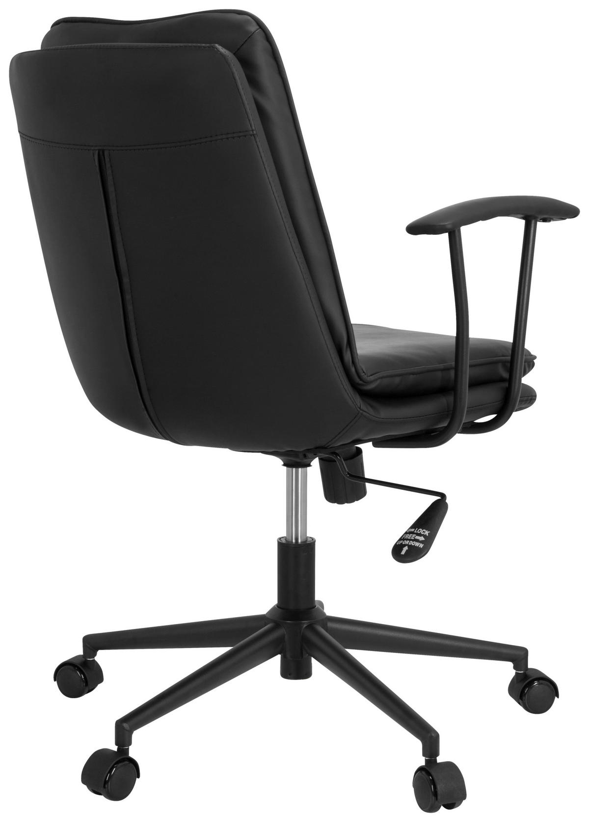 OTOČNÁ ŽIDLE, vzhled kůže, černá - černá, Basics, kov/textil (59/84/59cm) - MID.YOU
