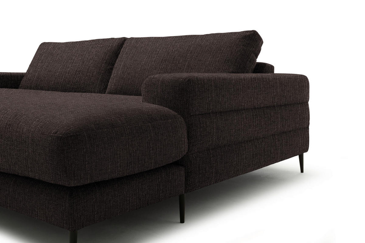 ECKSOFA in Flachgewebe Mokka  - Schwarz/Mokka, Design, Textil/Metall (253/177cm) - Dieter Knoll