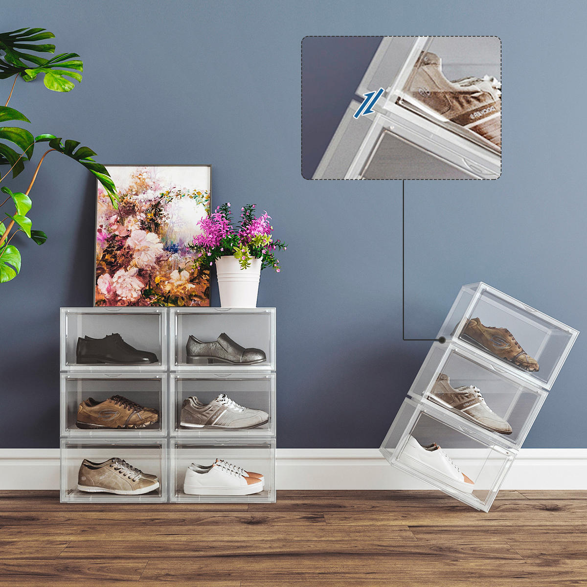 REGÁL NA TOPÁNKY, priehľadné, 72/66/28 cm - priehľadné, Trend, plast (72/66/28cm) - Boxxx