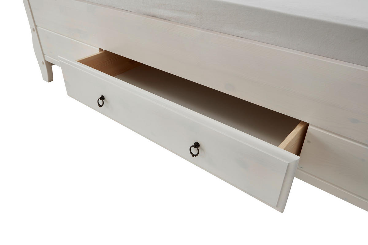 BETT 140/200 cm  in Grau, Weiß  - Weiß/Grau, ROMANTIK / LANDHAUS, Holz (140/200cm) - Boxxx