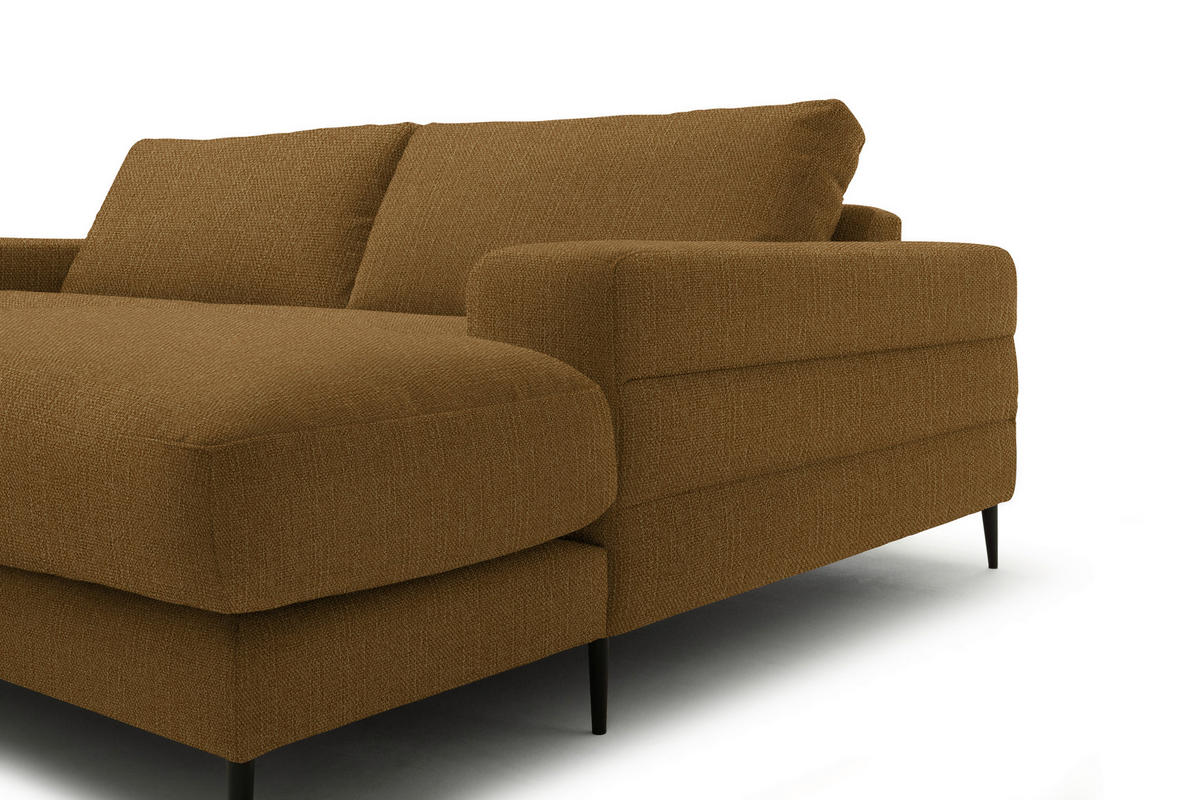 ECKSOFA in Flachgewebe Goldfarben  - Goldfarben/Schwarz, Design, Textil/Metall (253/177cm) - Dieter Knoll