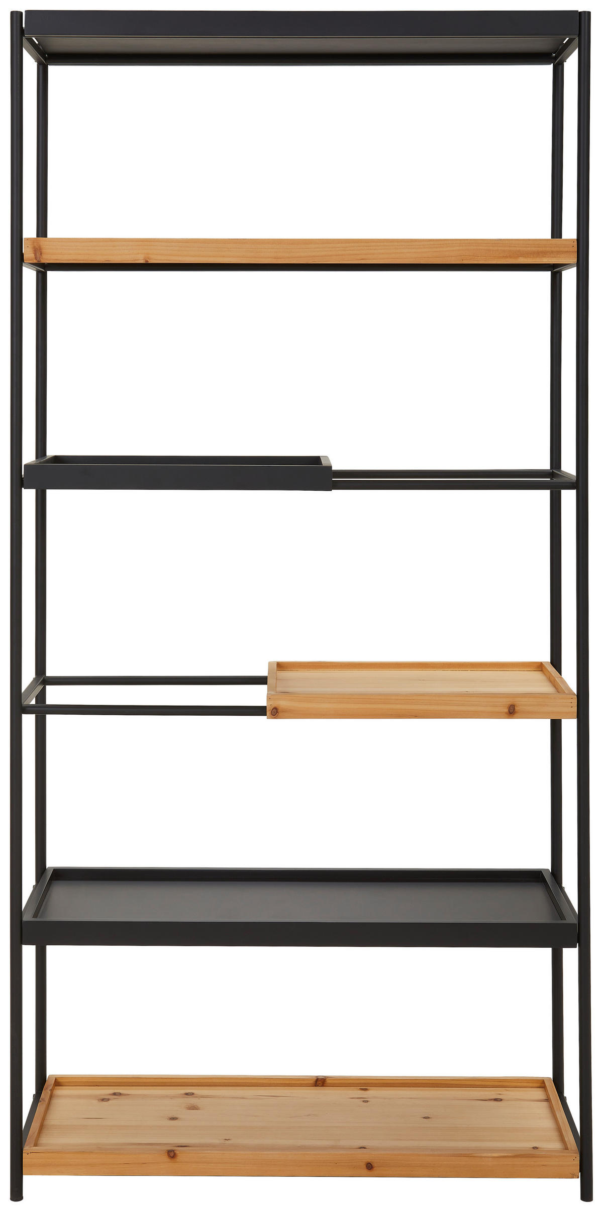 REGAL Tanne massiv Naturfarben, Schwarz  - Schwarz/Naturfarben, Design, Holz/Holzwerkstoff (90/184/34cm) - Landscape
