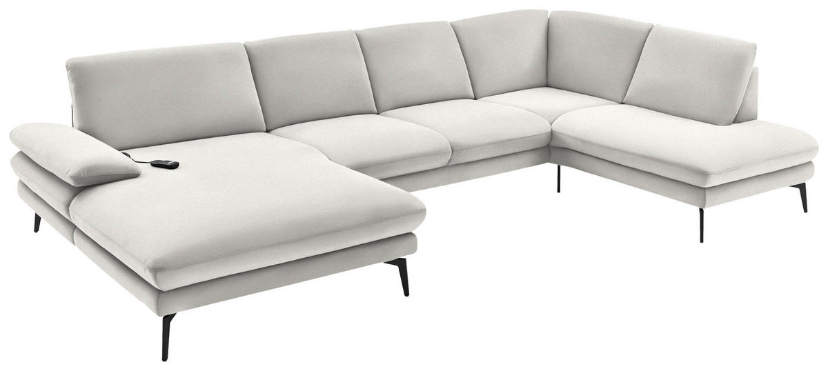 WOHNLANDSCHAFT in Webstoff Creme, Naturfarben  - Creme/Schwarz, Design, Textil/Metall (180/344/208cm) - Dieter Knoll