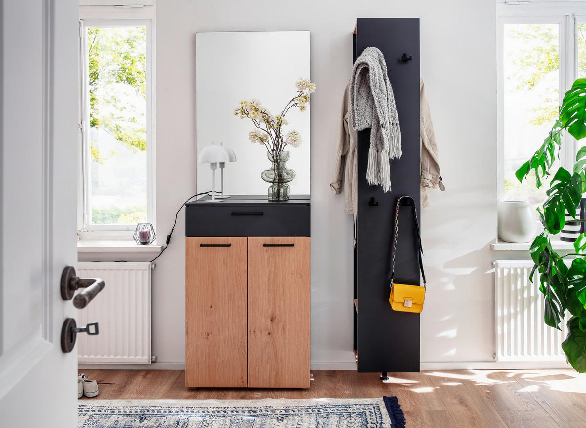 GARDEROBE 3-teilig  in 120/198/29 cm  - Wildeiche/Anthrazit, Design, Holzwerkstoff (120/198/29cm) - Moderano
