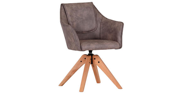ARMLEHNSTUHL in Flachgewebe - Taupe/Eichefarben, Design, Holz/Textil (62/84/56cm) - Landscape