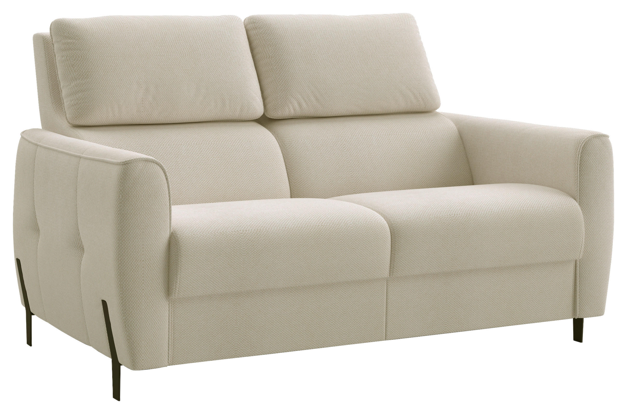 2-SITZER-SOFA Plüsch Creme  - Creme/Schwarz, Design, Textil/Metall (149/91/101cm) - Stylife