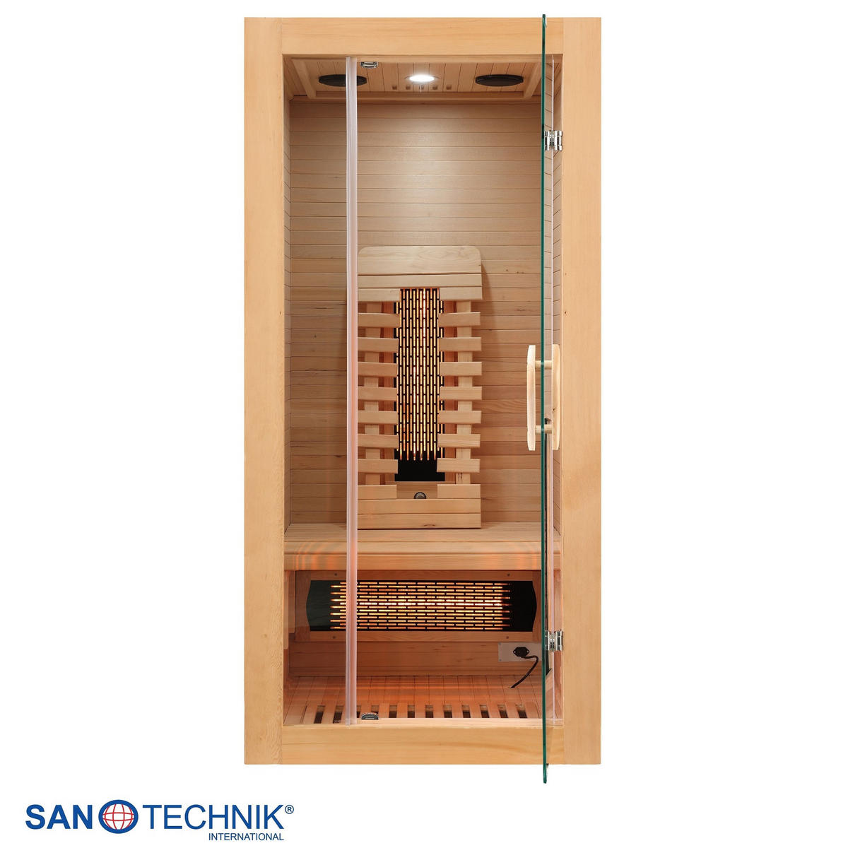 INFRAROTKABINE für 1 Personen  - Naturfarben, Basics, Glas/Holz (90/190/90cm) - Sanotechnik