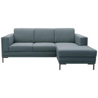 ECKSOFA Looks VII Petrol Webstoff  - Petrol/Schwarz, Design, Textil/Metall (214/146cm) - LOOKS by W.Joop